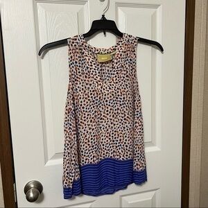 Anthro Maeve women's blue and orange mixed print tunic sz 6